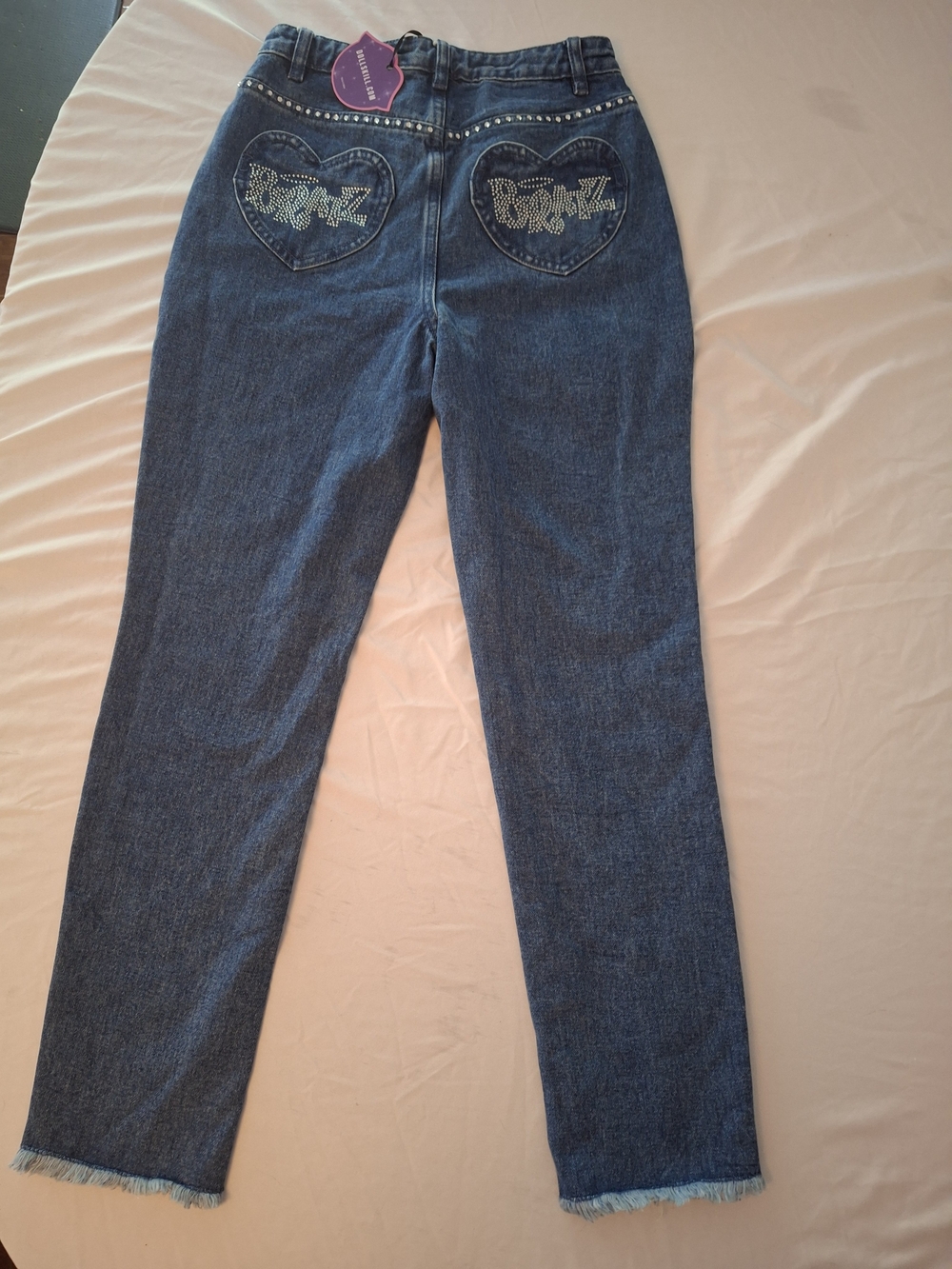 Dolls Kill/ Bratz Straight-Leg Jeans with Stud Trim On Pockets And Sides. Lady S - Picture 2 of 12